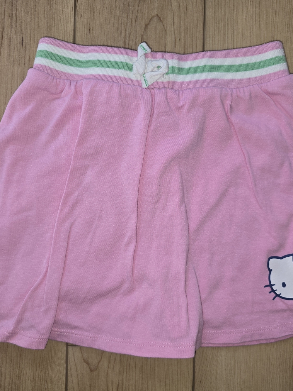 Hello Kitty Pink Skort with Green-Striped Waistband